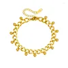 Charm Bracelets DIEYURO 316L Stainless Steel Gold Color Round Beads Bracelet For Women Girl Trend Thick Chain Non-fading Jewelry Gift