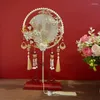 Decoratieve beeldjes Wedding Fan Chinese ring Lange handgreep Antieke dameshandlanddecoratie