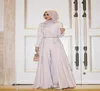 Ivoire à manches longues robes de soirée musulmane broderie robe Soirée islamique Dubaï Hijab Robes de soirée