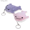 Plush Keychains 1PC Plush Flat Head Little Whale Toy Keychain Cute Marine Animal Series Stuffed Shark Toys Keychain Y240415