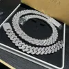 Hot Sale 15mm 20 mm 925 Sterling Silver Hip Hop Ice Out Baguette VVS Moissanite Chain Cuban