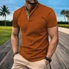 Men's Casual Shirts Summer mens POLO shirt daily casual pattern high-quality fashionable short sleEved standing neck T-shirt 24416