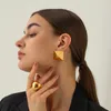 Orecchini di designer da donna Orecchini quadrati geometrici con nodo oro lucido