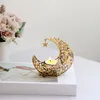 キャンドルホルダー1PCSヴィンテージムーンホルダーラマダンメタルキャンドルスティックEid Mubarak Decoration Light Luxury Wedding Muslim Party Ornament