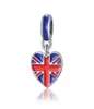 UK Flag Bead European spacer charm fit Heart Bracelet Fits Bracelets Oil Charm Beads7005712