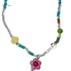 Pendant Necklaces Bohemian Hand-woven Seed Bead Colored Necklace Rice Flower Collar