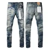 Brand Jean violet avec étiquette pour les jeunes hommes femmes pantalon vintage pantalon empilé noir lavage d'été bleu solide ajustement droit long décontracté denim marque vintage pantage homme slim yu