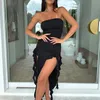 Casual Dresses Ladies Sexy Tight Open Back Tube Top Dress Sleeveless Irregular Hem Slim Y2k In Evening 2024