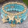 Strand diezi multicouche bohemian cristal perles bracelets femmes filles papillon charme élastique bracelet pulseira féminina