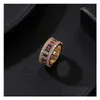 Solitaire Ring Women Men 6-9 Gold Plated Rainbow Love Rings Micro Paved 7 Colors Flower Jewelry Couple Gift Drop Delivery Otr9M