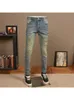 Herren Jeans 2024 Retro machen alte, zerrissene Straße Slim Fit Dünne hochwertige Rüschen hübsche Patchhosen