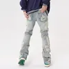 Ropa grunge y2k buco streetwear jeans strappato pantaloni da uomo vestiti dritti hip hop hop gothic jeans pantaloni pantalon homme 240403
