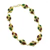 Colliers pendants GG 18 '' Green Red Mix Color Agate Gold Edge plaqué Olivaire Collier Collier fait à la main