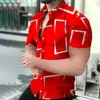 Herren lässige Hemden Geometrischer 3D -Druck Strand kurzärmel Hawaiianer Blusen Grafikhemd Cuba Camisa Kleidung 24416