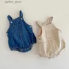 Rompers crianças meninas meninos jeans strap bodysuits de verão novo recém -nascido infantil jumpsuit de macacão jeans jeans cutelar roupas l410