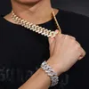 Hiphop Cuban Chain 20mm Baguette Cut Iced Out Gold Plated Straight Edge 925 Sterling Silver Cuban Link Chain