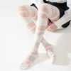 S4uf sexy chaussettes 1pair bandage blanc laine de verre transparent bas de genoue femme japonais lolita sucettes de croix d'été piles de chaussettes blanches 240416