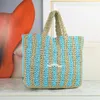 Yüksek kaliteli çeneli çanta plaj çantası moda tasarımcısı kadın alışveriş çantaları yeni yaz rafya kılıfları dokuma omuz plaj çantası çanta 001