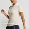 Topp Lu Align Short Women's Clothes Sleeve Shirts Dry Polo Shirt Designad för Tennis Slim Fit Hip Length Golf T-shirts Summer Lemon Gym Run Run Run