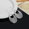 Dangle Earrings Grace 925 Sterling Silver Carved Oval For Women Retro Classic Jewelry Fashion Party Wedding Holiday Gifts