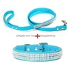 Hundetraining Gehorsam Leinen 1PC/Los -Diamand PU Leder -Haustierkragen und Leine Bling -Strass -Leitungen für kleine mittlere Tropfen DH7KQ