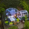 5m dia+2m tunnel mest populära uppblåsbara bubbla igloo tält transparent 360 ° kupol med luftblåsare utomhus camping produktutställning reklamevenemang utställning