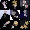 Brooches Elegant Color Enamel For Women Luxury Micro-inlaid Zircon Rose Dandelion Corsage Clothing Accessories Pins Female Gift