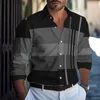 Herren lässige Hemden Herren Hemd Buttoned Casual Summer Beach Langarmedara karierte Farbblock Lapel Hawaiian Urlaubsmode 24416