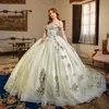 Quinceanera verde chiaro abiti da perle con spalla per perle da ballo abito abito da ballo di ballo Vestitido de 15 Anos Quinceanera Sweet 16