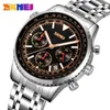 Wristwatches SKMEI Luxury Man Wristwatch Waterproof Luminous Date Stopwatch Watch For Men Stainless Steel Men's Quartz Watches Reloj Hombre