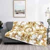 Blankets Special Blanket Golden Lion And Damask Velvet Autumn/Winter Cute Thin Throw For Sofa Plush Quilt