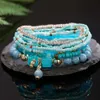 New Pearl Jewelry Simple Rice Bead Square Turquoise Elastic Combination Suit Bracelet