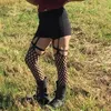 Sexiga strumpor plus storlek Fishnet Stocking strumpeband Sexig kvinnor tätt öppen gren hög midja underkläder fisknät strumpbyxor crotchless mesh tight 240416