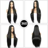 Wignee Long rak peruk 30 tum svart peruk Middle del spetsar med högt ljus Syntetiska hår peruker för svarta kvinnor cosplay 240409