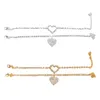 Anklets 2 PCS/SET Women Anklet Rhinestones Inlaid Heart Pendant 반짝이는 고급 내구성있는 장식용 발목 대칭 중공 절묘한 다리