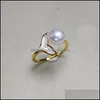 Ustawienia biżuterii Pierścień Pierścień słodkowodnych Pierścień dla kobiet Pearl Finger Modna Moda Regulowana wielkość biżuterii Akcesorie Dhgarden Dhhqw