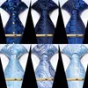 Bow Ties Luxury Blue Necktie For Man Wedding Party Striped Paisley Plaid Men's Tie And Clip Set Fashion Shirt Accessories Birthday Gifts