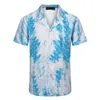Летняя мужская футболка дизайнерская пуговица для печати кардиган повседневная свободная версия поло с коротким рукавом Hawaiian Lapel Top Fashion Men's Swim Series серия пляжных рубашек M-3XL #87