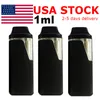 USA Stock 1ML VAPE PEN Disponibla e-cigarett Pod vagnar tjock olja Tom palmstorlek Boxformade pennor Uppladdningsbar 280mAh Batteris keramisk spole förångare Anpassad logotyp