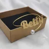 LeeChee White Bead Custom Name Letter Bracelet Stainless Steel Personalized Bangle Gift For Lovers 240416