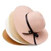 Chapéus largos da borda feminino Sun Straw Hat Men Summer Beach Praia dobrável Roll up Fluppy For Kids Girl Boy Cap