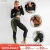 Traccettaci da donna Donne 2/3pcs senza soluzione di continuità set di gambe per le tute per abbigliamento da yoga e il reggiseno sportivo elastico Fitnessl2403