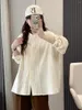 Women's Blouses Cotton Solid Long Sleeve Blouse Tops Baggy Button Up Dark Green Shirts Oversized Plus Size Women Clothing