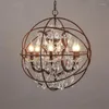 Lustres American Crystal Rustic Lighting Globe Kitchen Dining Lampe suspendue aux chambres à coucher