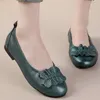 Casual Shoes Brand Women's Flat Leather Everything Bean Single Flower Bekväm mjuk sula hoppballet