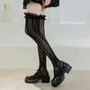 Sexy Socken Frauen süße Liebe gestreifte Spitze Lolita Knie High Socken süße Mädchen japanische College-Stil ultra-dünn sexy Maid Anime Strümpfe 2023 240416