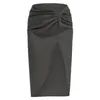Skirts Fashion High Waist Asymmetrical Skirt Sexy Solid Color Satin Split Package Hip With A Zipper Long Women's Skir