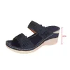 Plus Tamanho Sapatos femininos 2023 Sandálias romanas retro de verão Mulheres PU Casual Flower Wedge Sandals Slippers Plataforma Mulheres Slippers 240407