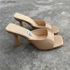 Hausschuhe neue Frauenschuhe europäische und amerikanische Modeplatz -Kopf Dünne High Heel Sexy Zapatos de Mujer 2023 H240416