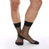 Chaussettes masculines hommes sexy creux en mailles minces transparentes en soie voir à travers la robe moyenne meuble Business Breathable Stocks simples